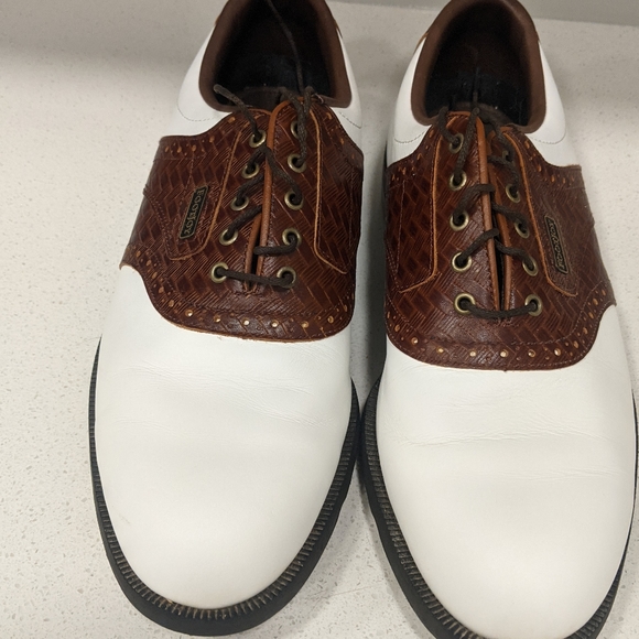 Footjoy dryjoy golf shoes size 9 mint condition brown and white - Picture 2 of 7